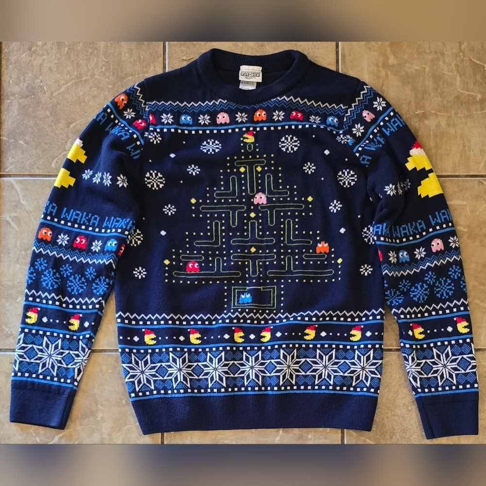 Authentic Pac-Man Ugly Sweater- VERY RARE!- Men's Small- Great Used Condition-